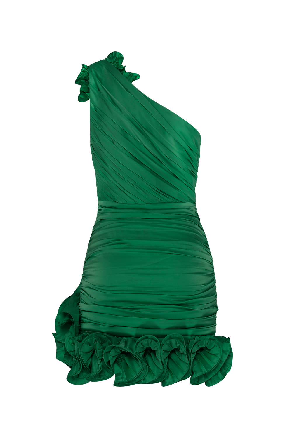 VESTIDO CURTO CETIM ISABEL VERDE ESCURO