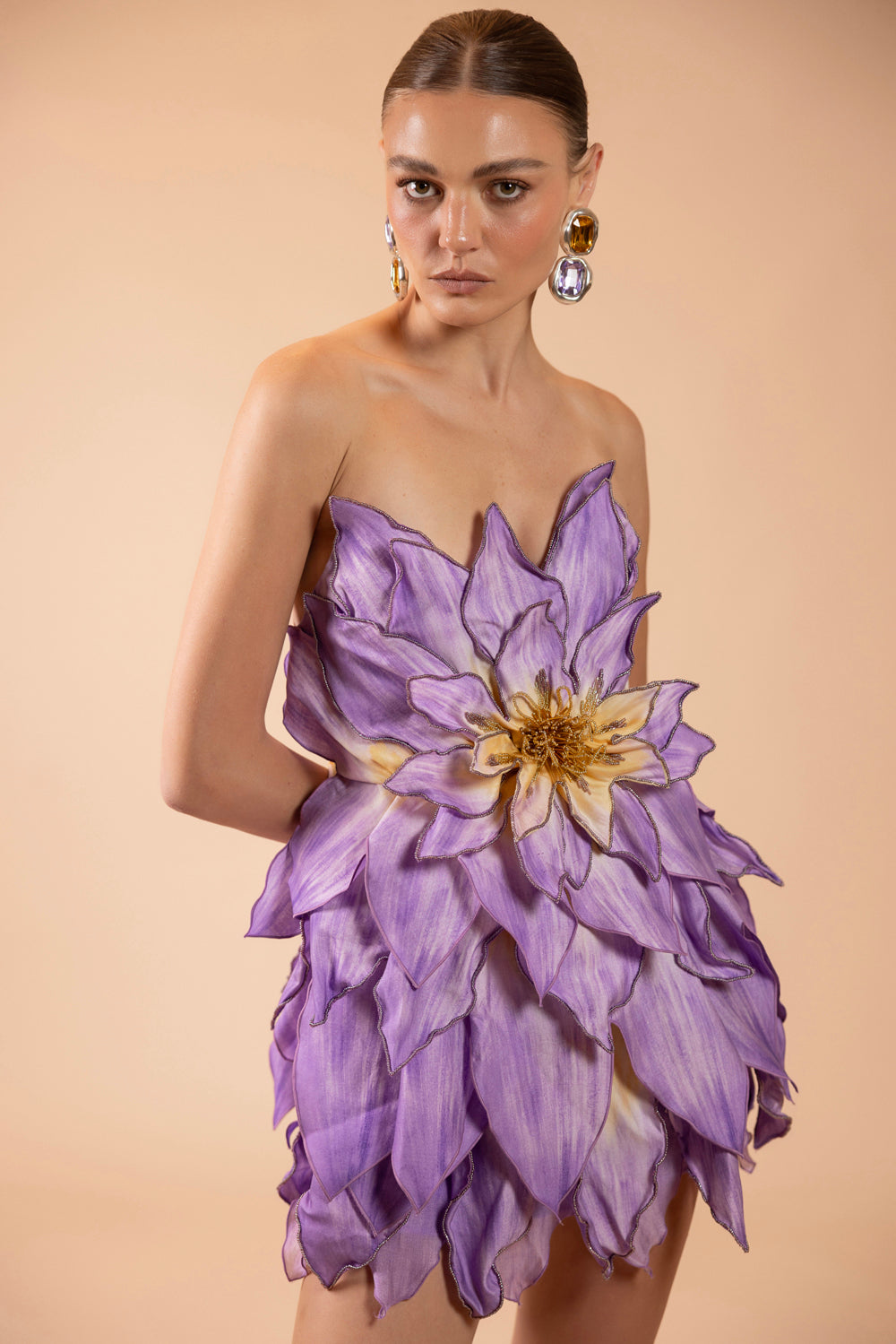 VESTIDO CURTO TULE PINA LILAS