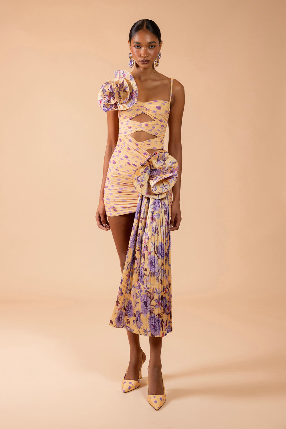 VESTIDO CURTO PEONY DOTS AMARELO