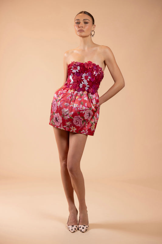 VESTIDO CURTO PEONY DOTS VERMELHO