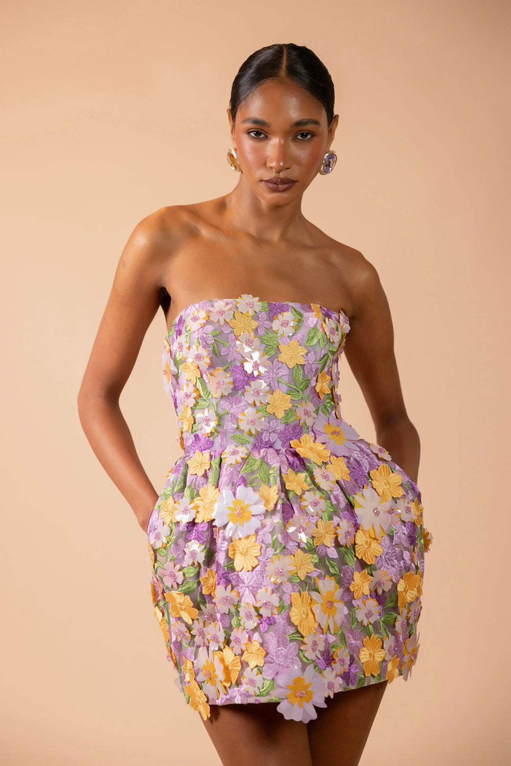 VESTIDO CURTO TULE PINA LILAS