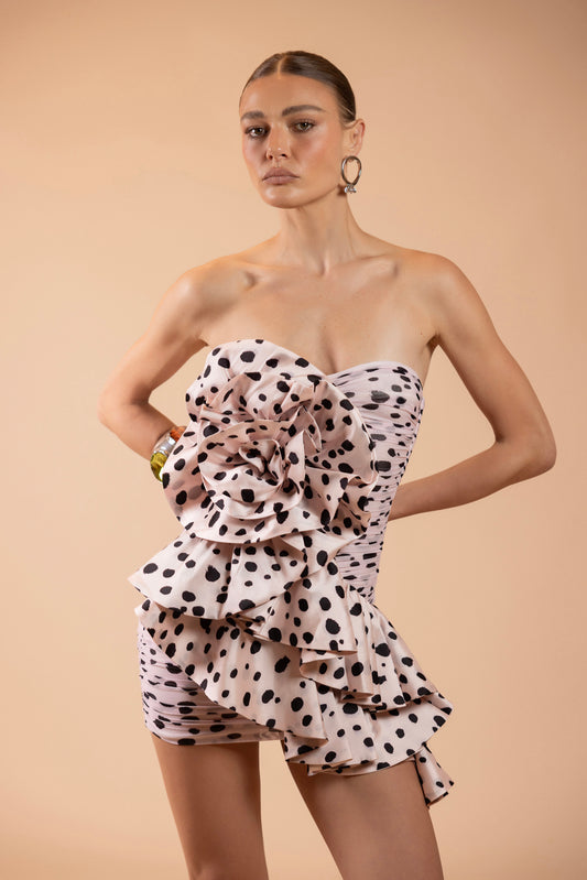 VESTIDO CURTO POÁ P&B OFF WHITE