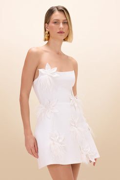 VESTIDO CURTO CREPE ANNA OFF WHITE