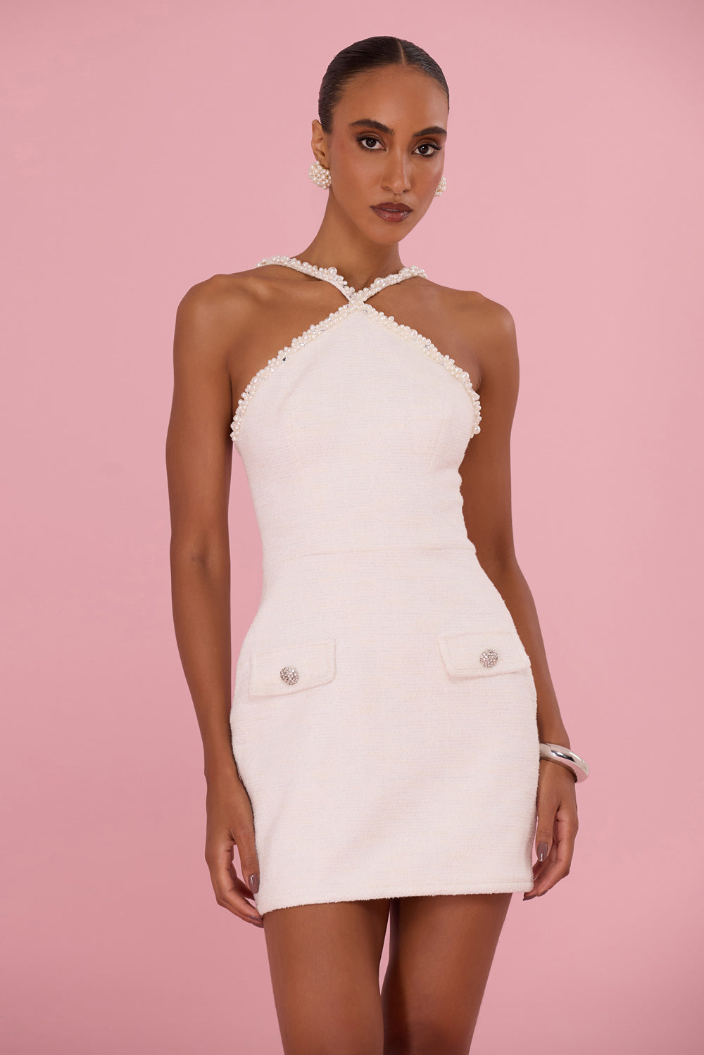 VESTIDO CURTO TWEED MAVI OFF WHITE
