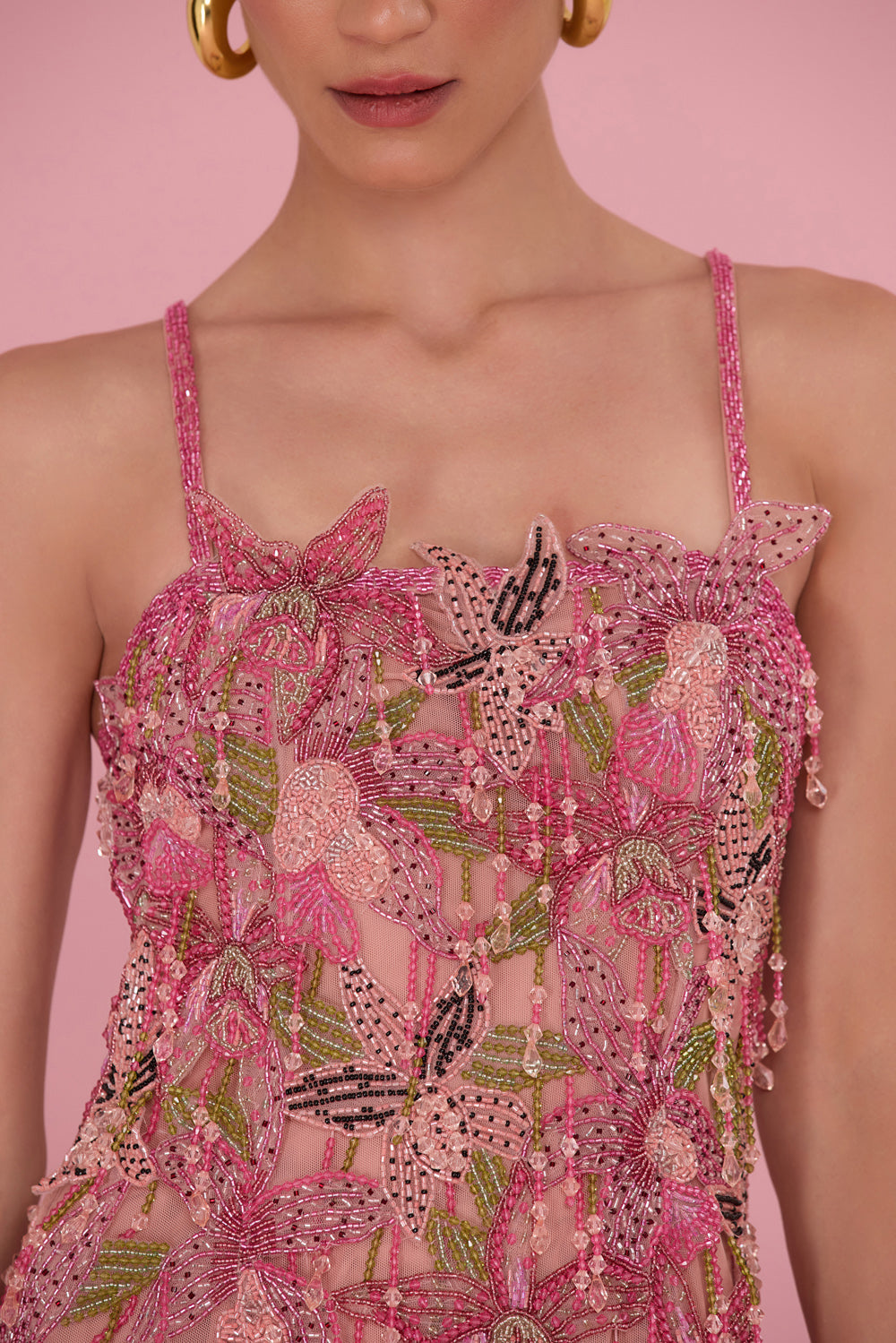 VESTIDO CURTO LINEA EMBROIDERY ROSA