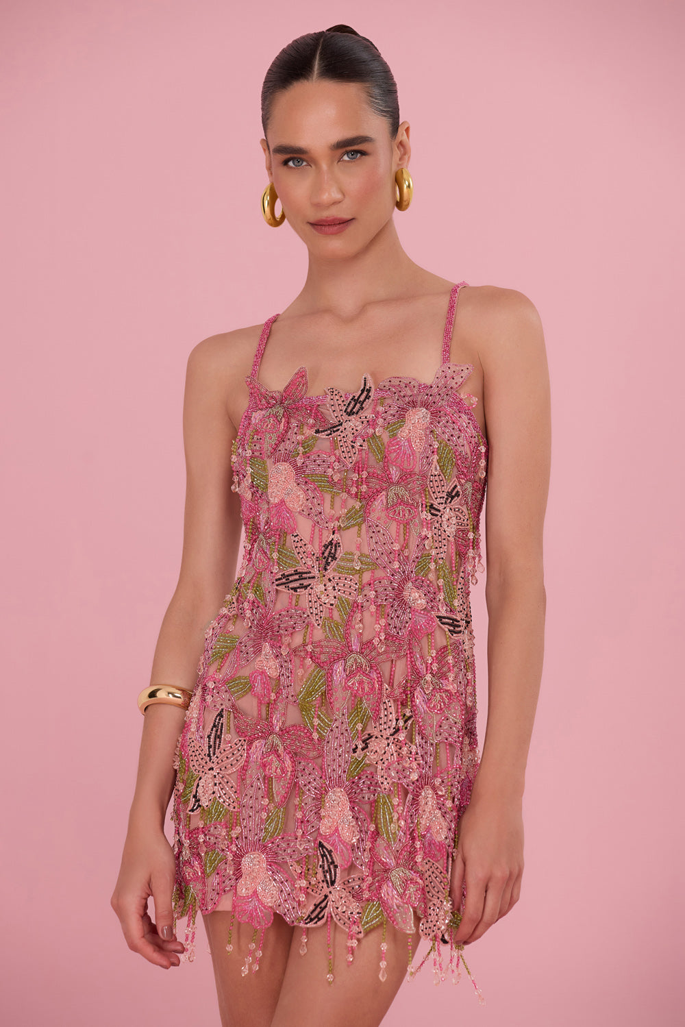 VESTIDO CURTO LINEA EMBROIDERY ROSA