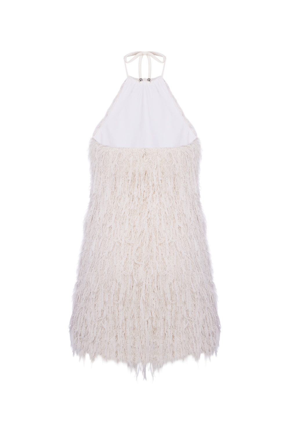 VESTIDO CURTO LUCIA FRINGE OFF WHITE