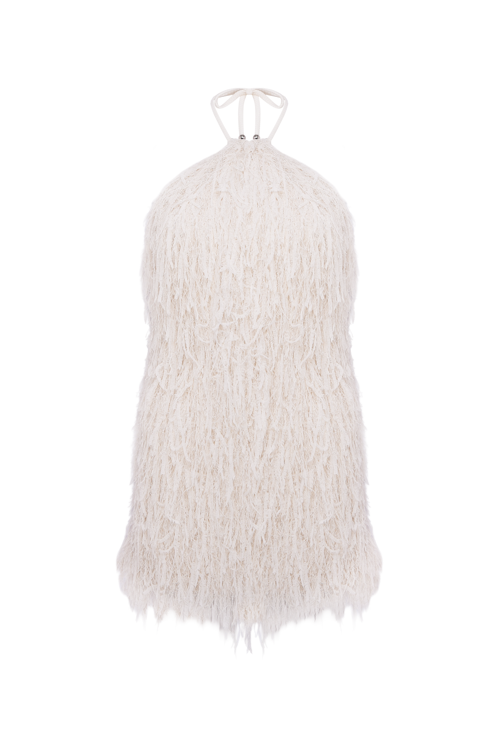 VESTIDO CURTO LUCIA FRINGE OFF WHITE