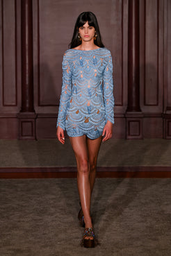 VESTIDO CURTO ANTONIA CROCHET
 AZUL