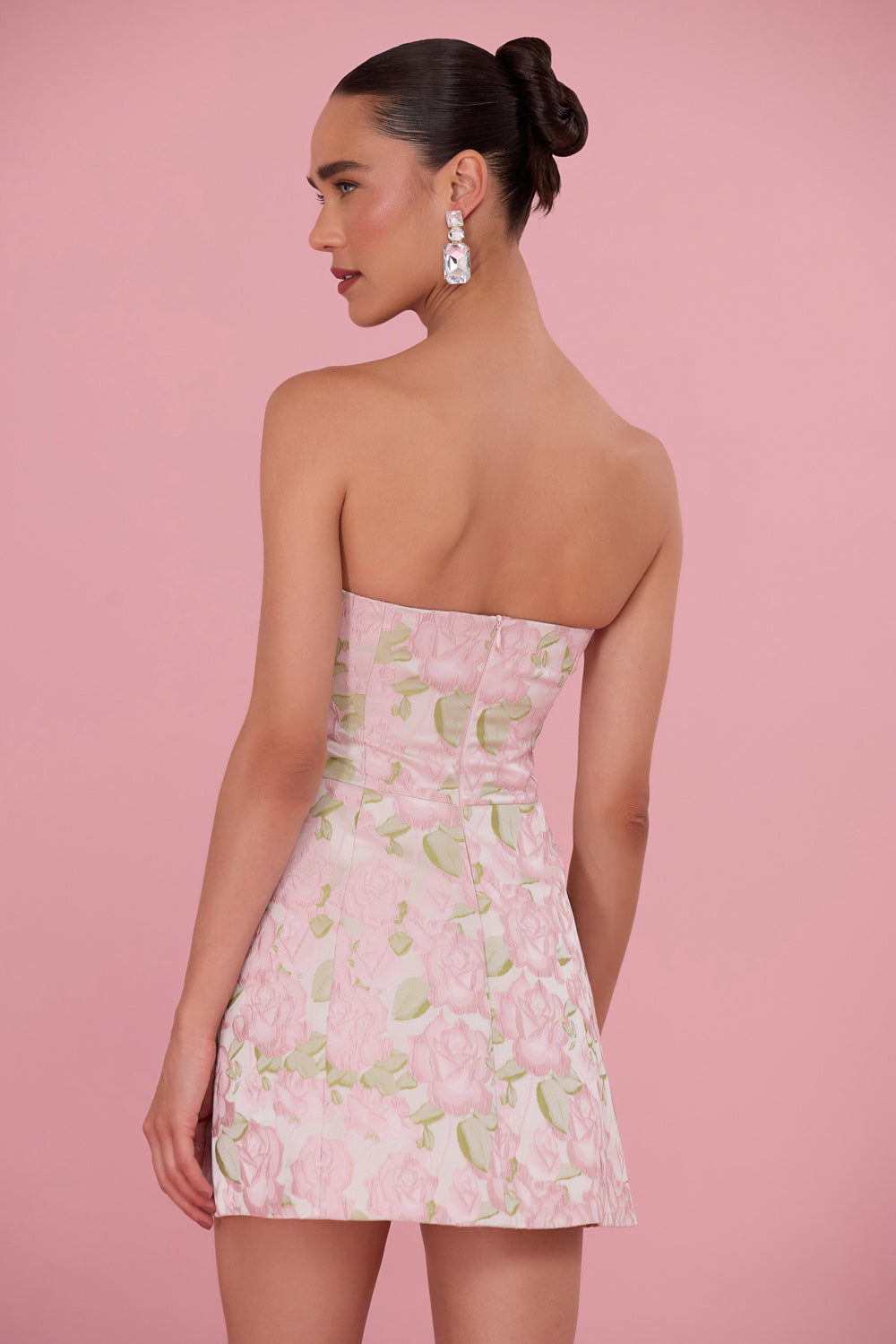 VESTIDO CURTO GARDEN JACQUARD ROSA
