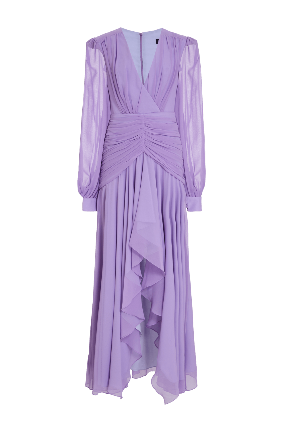 VESTIDO LONGO DRAPEADO OMBREIRAS LILÁS CLARO