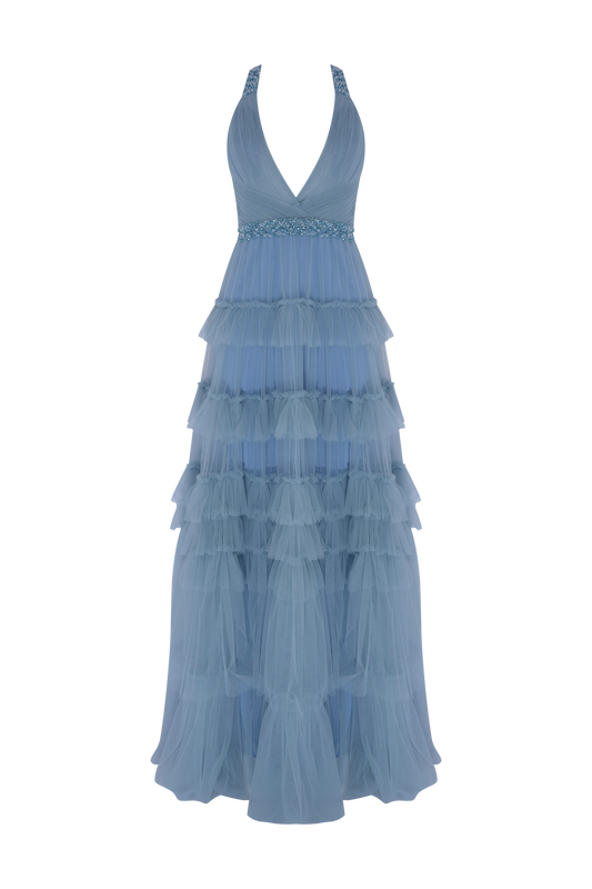 VESTIDO LONGO AZUL CLARO