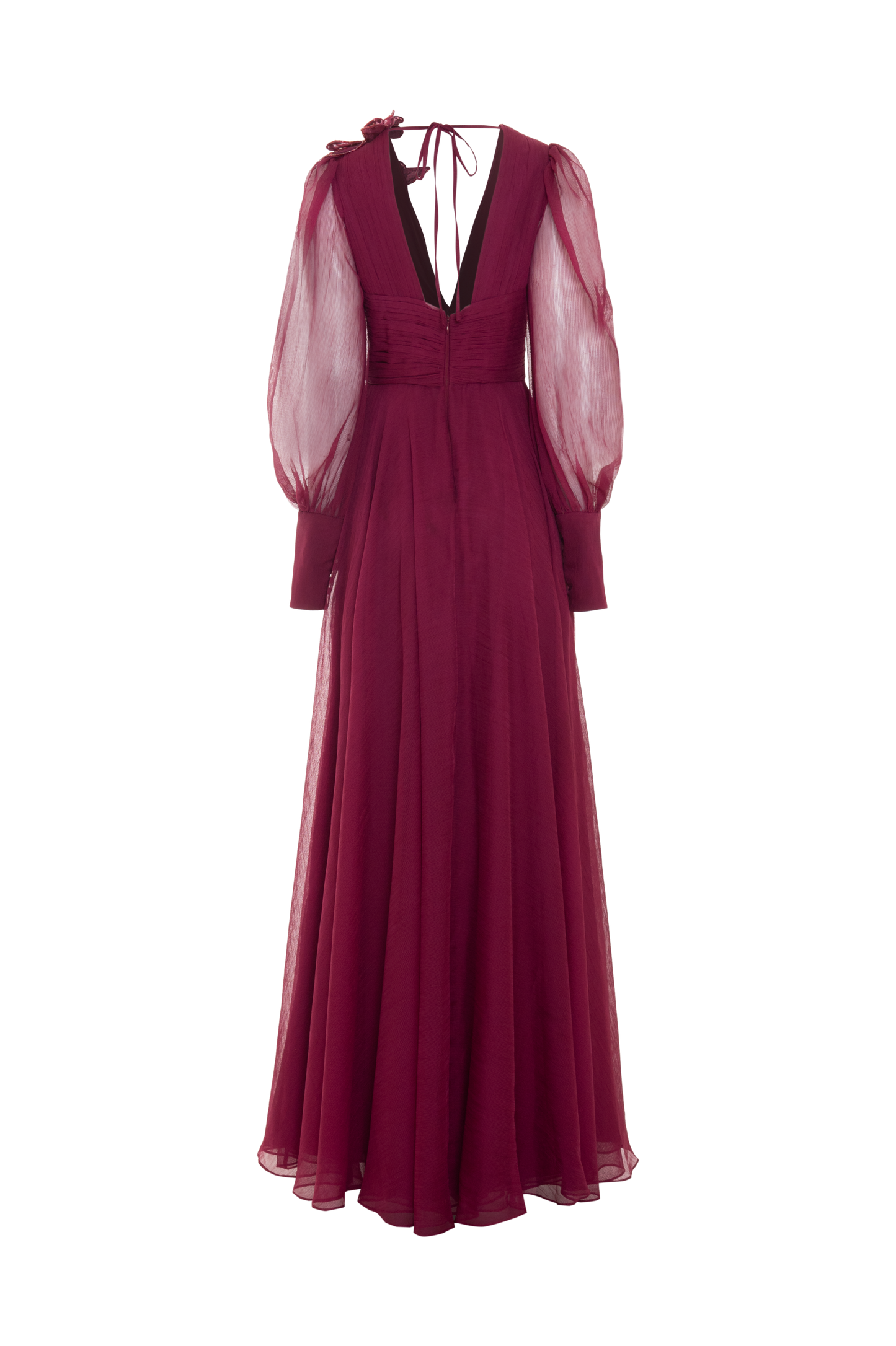 VESTIDO LONGO CHIFFON WONDERLAND VERMELHO ESCURO
