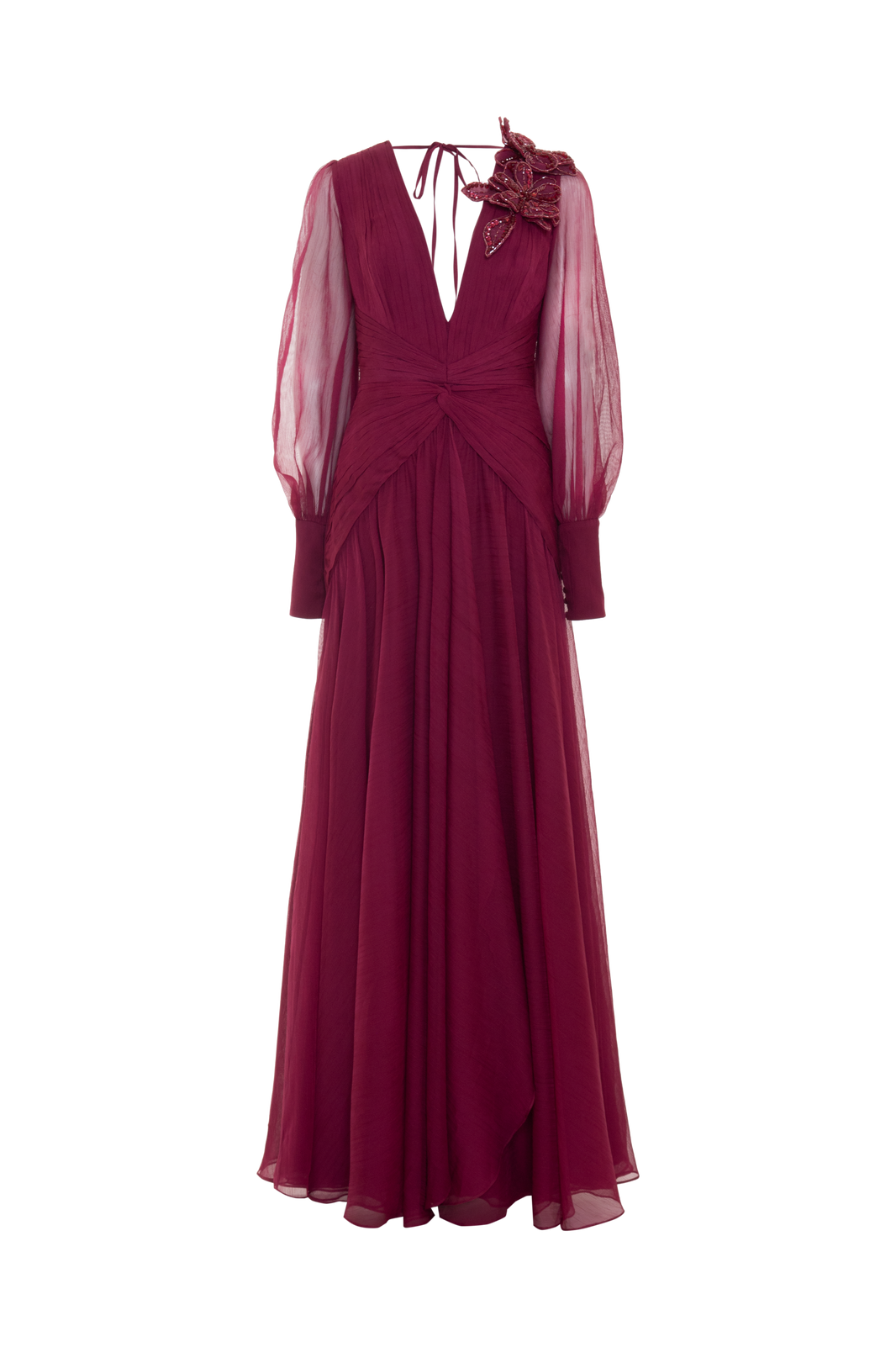 VESTIDO LONGO CHIFFON WONDERLAND VERMELHO ESCURO