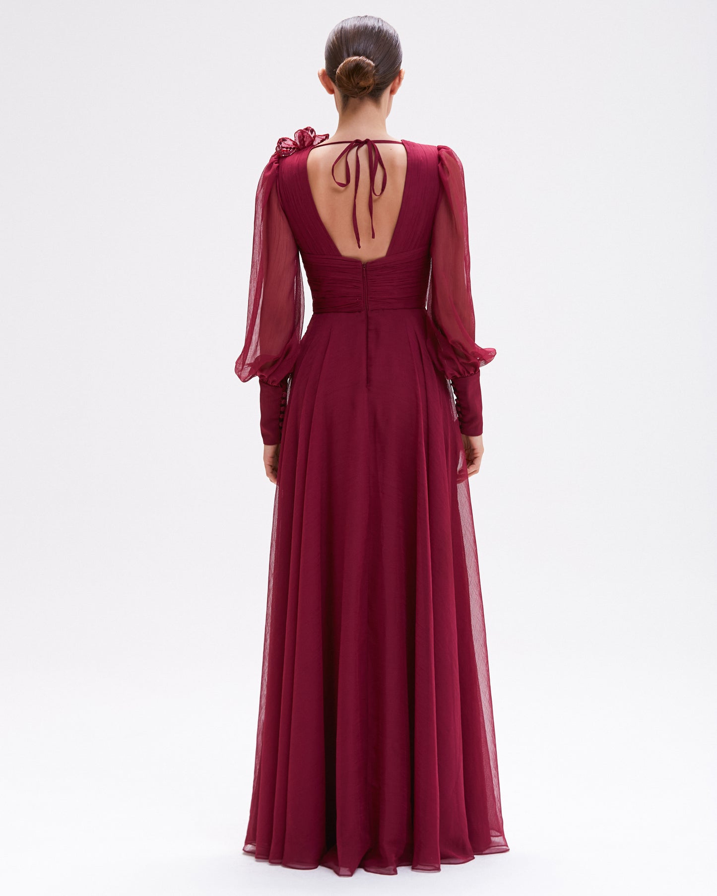 VESTIDO LONGO CHIFFON WONDERLAND VERMELHO ESCURO