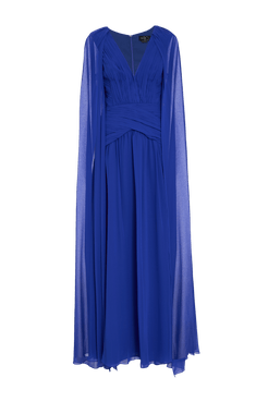 VESTIDO LONGO CAPA CHIFFON MIDNIGHT AZUL MATISSE