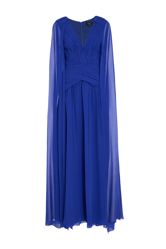 VESTIDO LONGO CAPA CHIFFON MIDNIGHT AZUL MATISSE