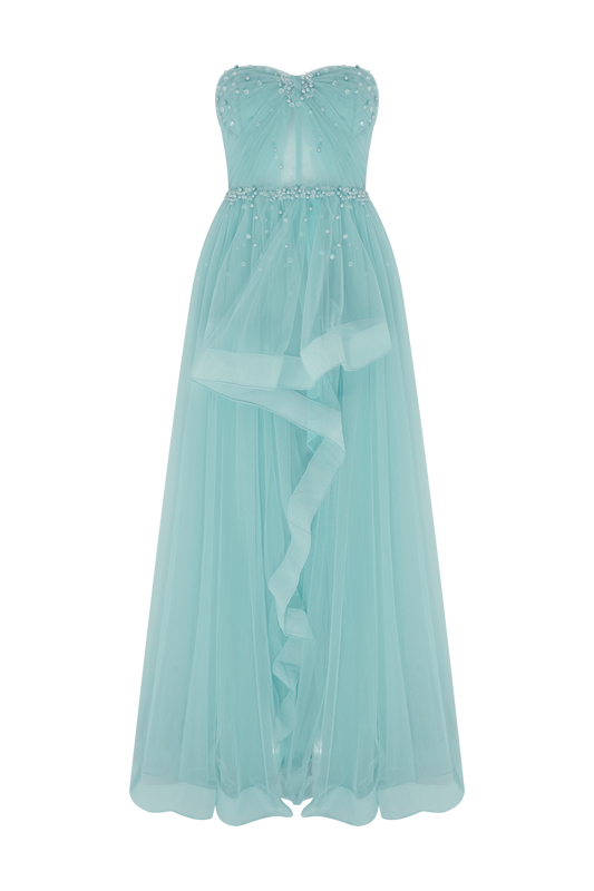 VESTIDO LONGO TULE LEONARDO
 VERDE CLARO