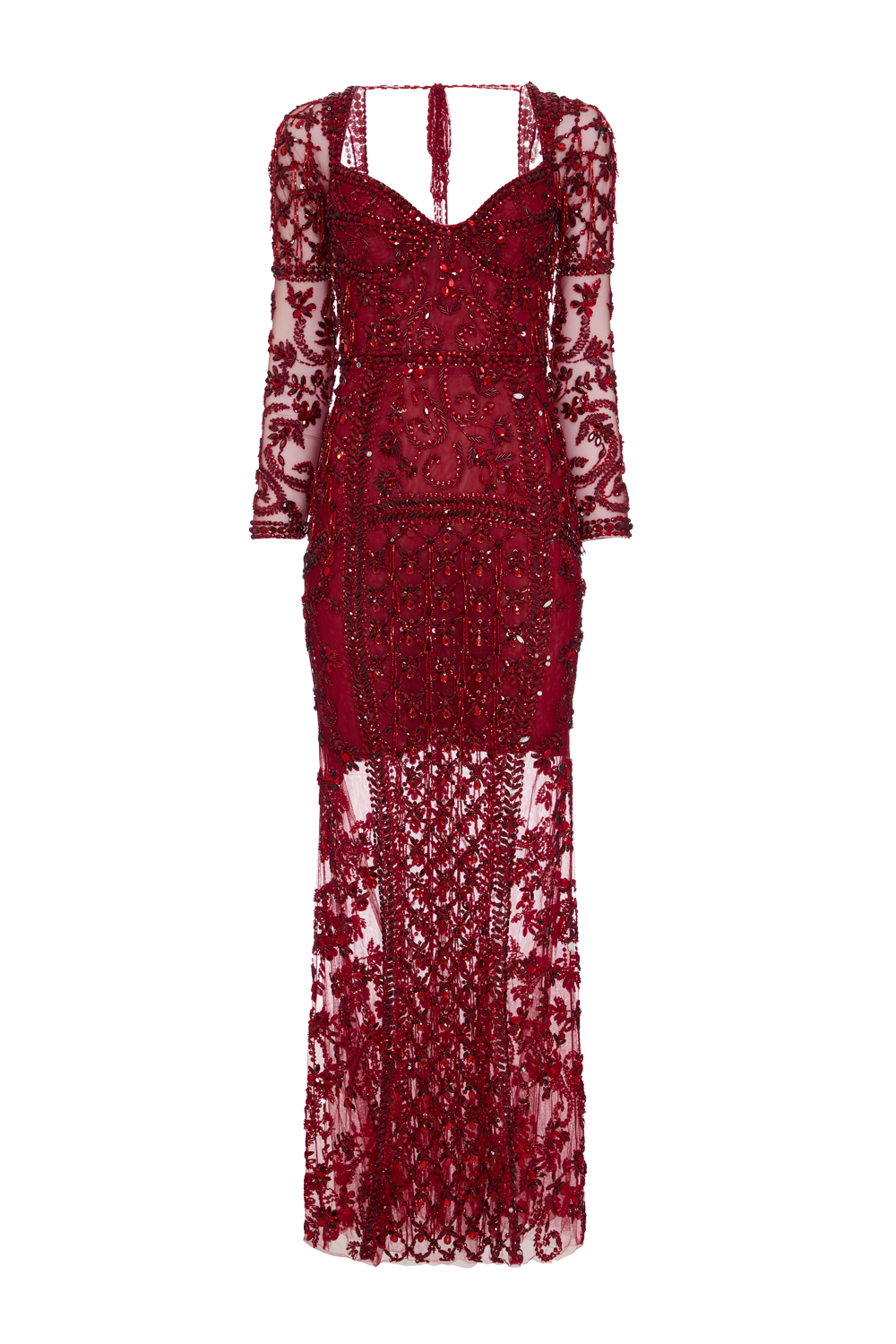 VESTIDO LONGO CRYSTAL EMBROIDERY VERMELHO
