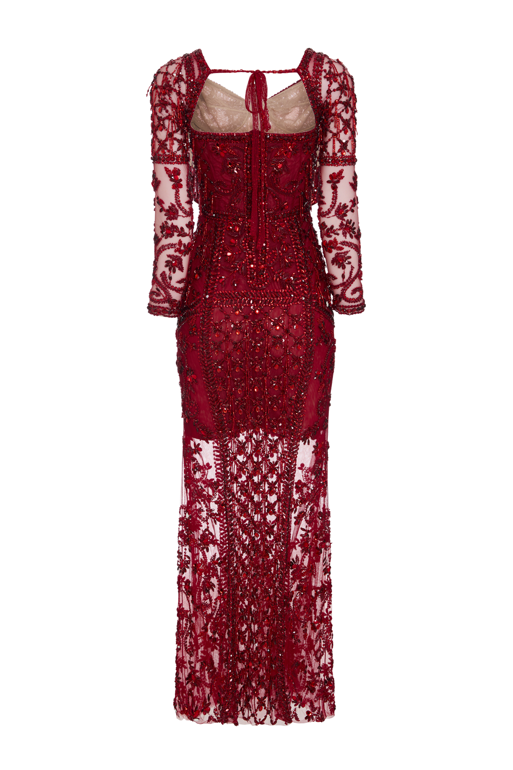 VESTIDO LONGO CRYSTAL EMBROIDERY VERMELHO