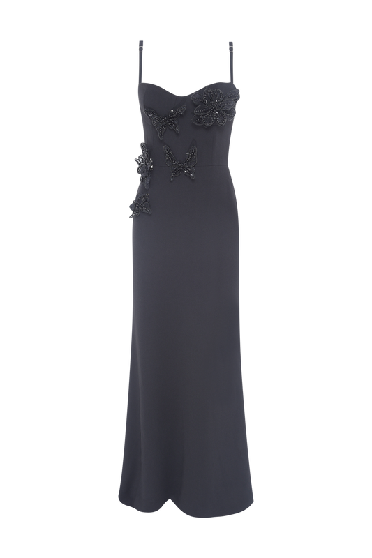 VESTIDO LONGO CREPE MYSTIQUE  PRETO