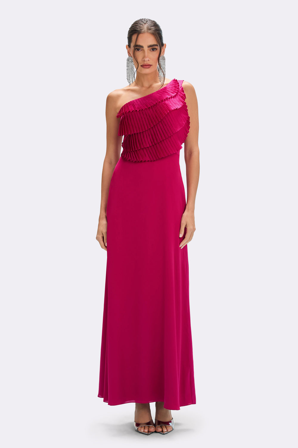 VESTIDO LONGO CETIM DREAM  ROSA ESCURO