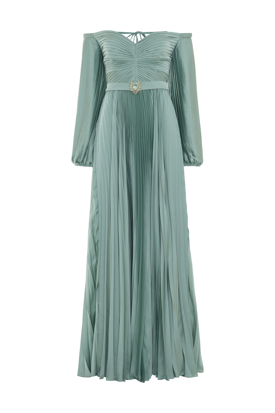 VESTIDO LONGO CETIM DREAM  VERDE CLARO