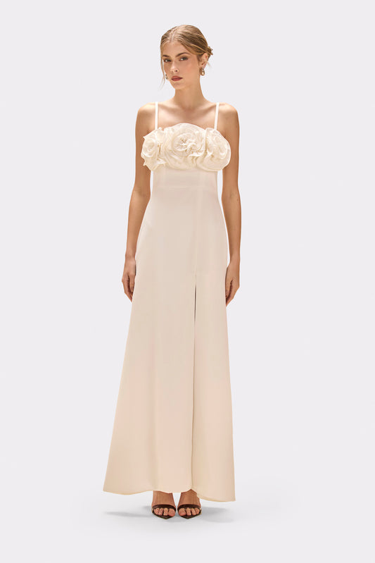 VESTIDO CREPE PETALS OFF WHITE
