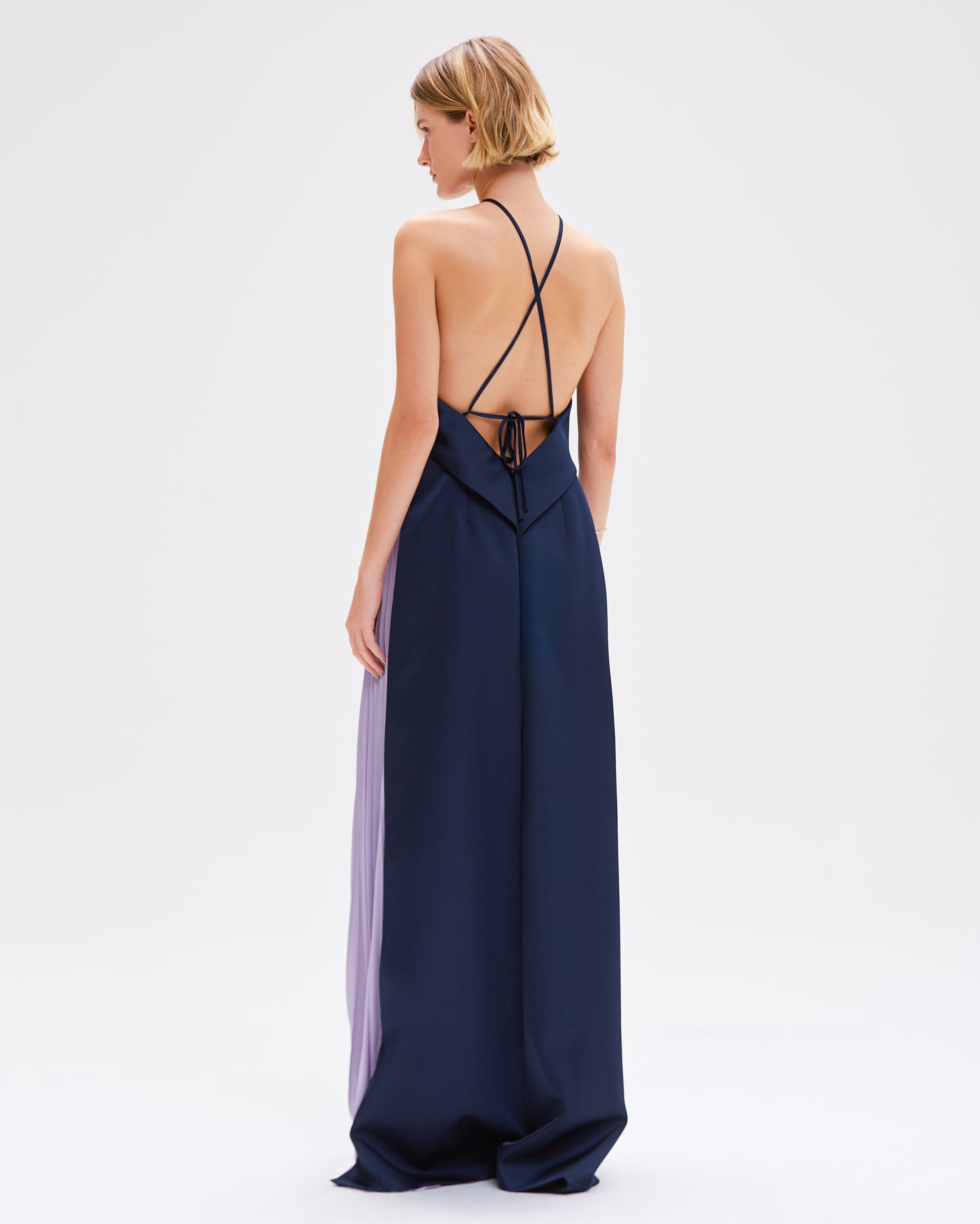 VESTIDO LONGO CETIM AZURE  AZUL MARINHO