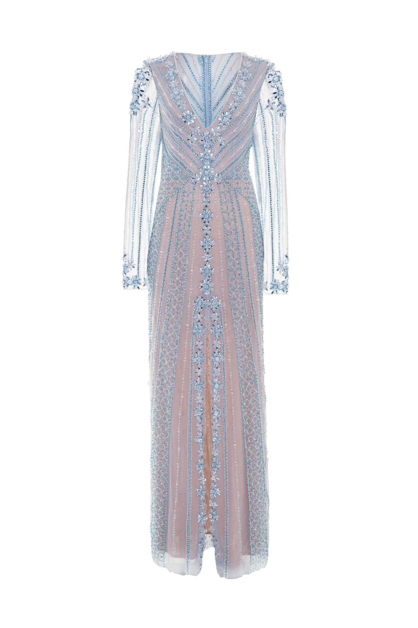 VESTIDO LONGO BUTTERFLY EMBROIDERY AZUL CLARO