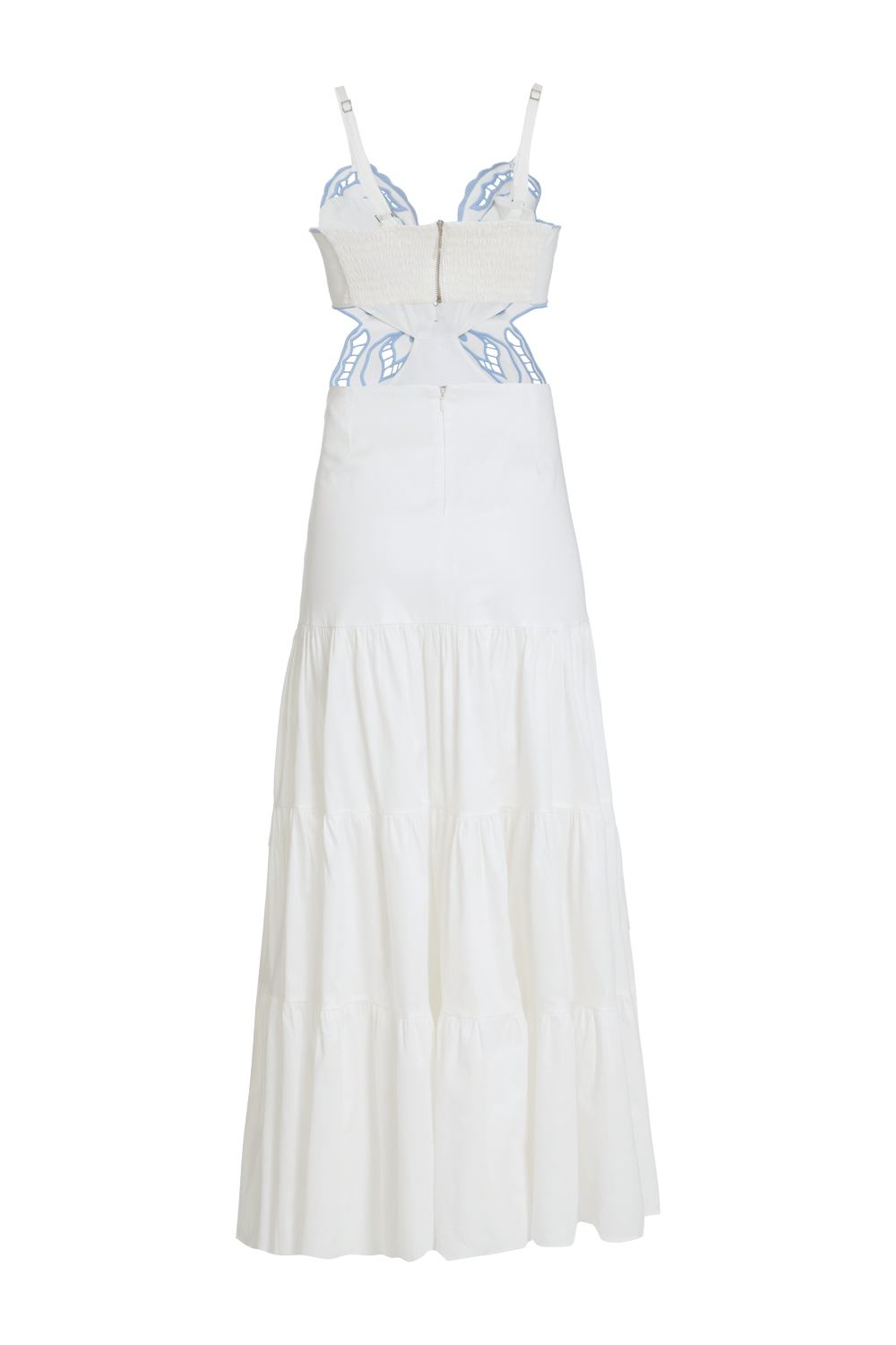VESTIDO LONGO FLUTTER TRICOLINE  OFF WHITE