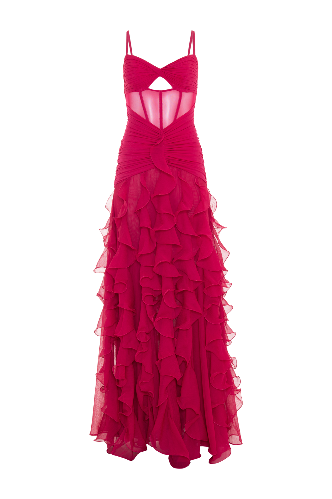 VESTIDO LONGO CHIFFON WONDERLAND VERMELHO ESCURO