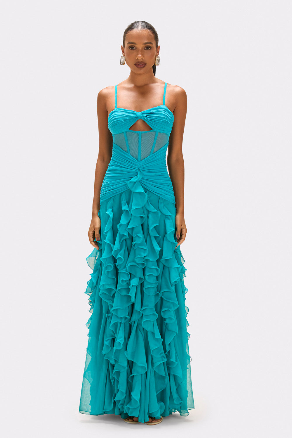 VESTIDO LONGO CHIFFON WONDERLAND AZUL
