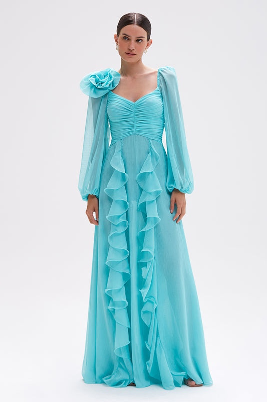 VESTIDO LONGO CHIFFON LOVESTRUCK  AZUL