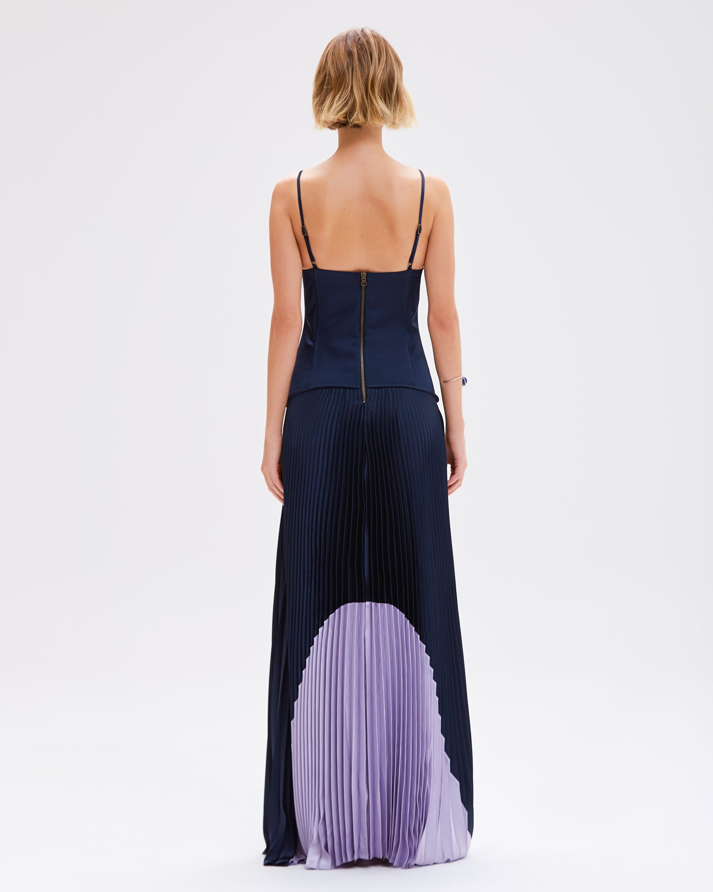 VESTIDO LONGO CETIM AZURE AZUL MARINHO