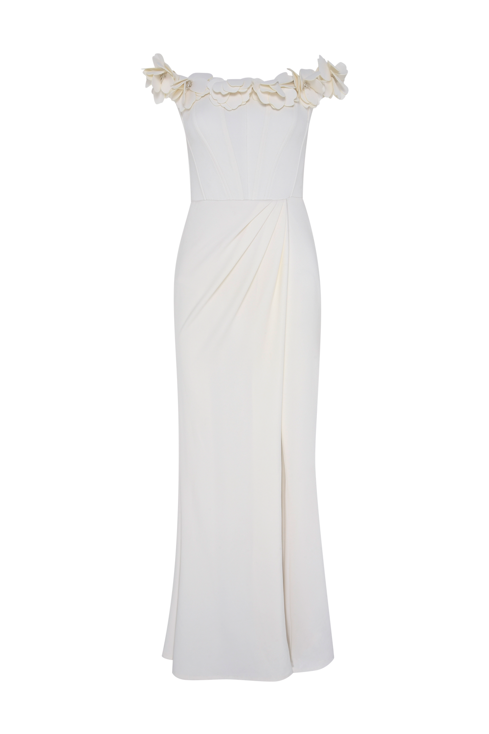 VESTIDO LONGO CREPE OFF WHITE