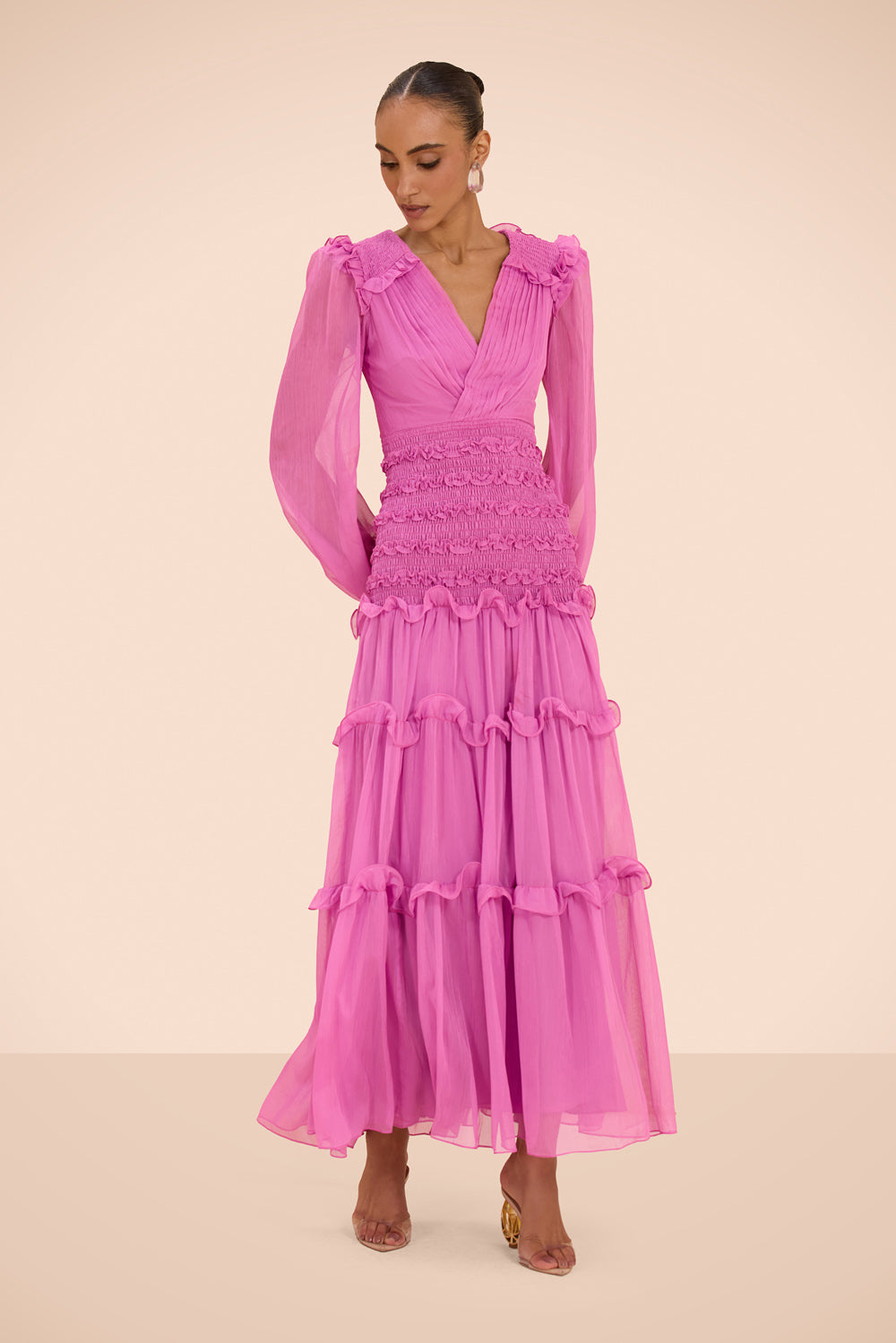 VESTIDO LONGO CHIFFON DAYDREAM ROSA