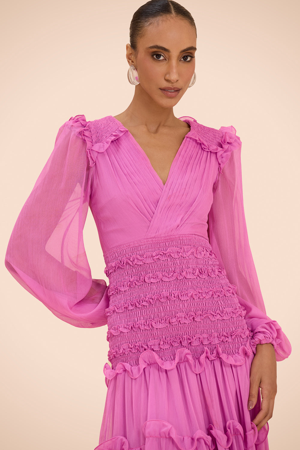 VESTIDO LONGO CHIFFON DAYDREAM ROSA