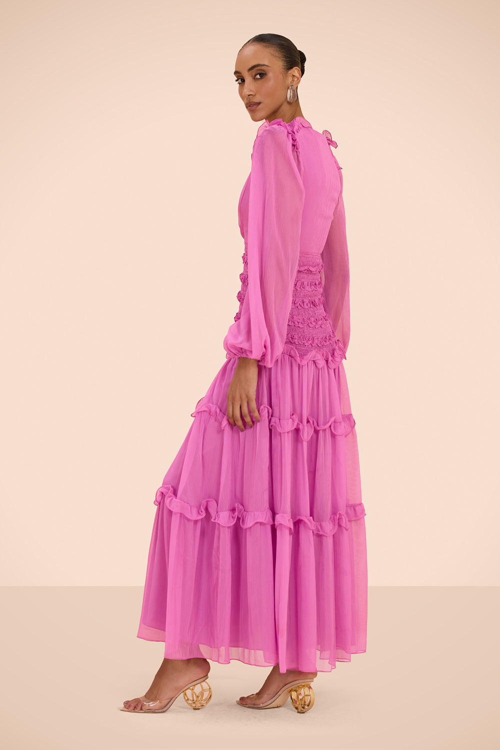 VESTIDO LONGO CHIFFON DAYDREAM ROSA
