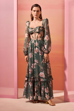 VESTIDO LONGO LYCRA NARCISSUS VERDE ESCURO
