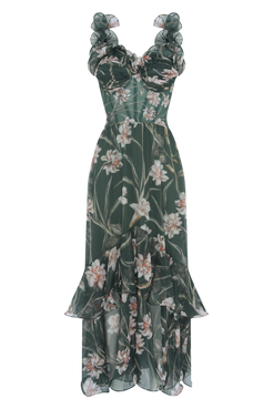 VESTIDO LONGO NARCISSUS VERDE ESCURO