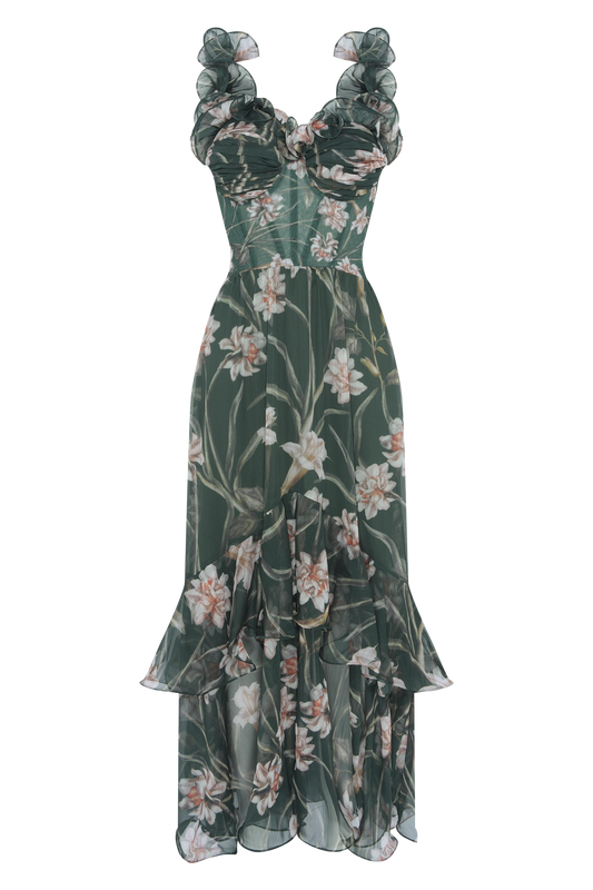 VESTIDO LONGO NARCISSUS VERDE ESCURO