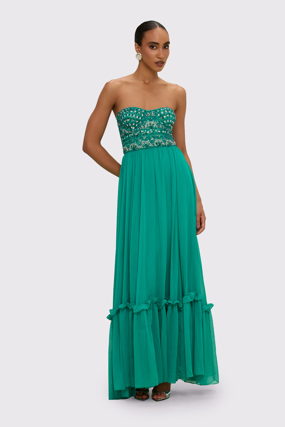 VESTIDO LONGO CHIFFON DAYDREAM VERDE