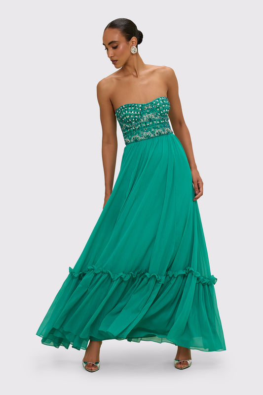 VESTIDO LONGO CHIFFON DAYDREAM VERDE