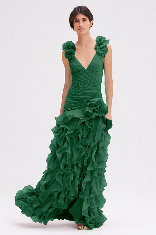 VESTIDO LONGO CHIFFON DAYDREAM VERDE