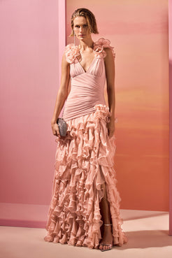 VESTIDO LONGO CHIFFON DAYDREAM LARANJA CLARO