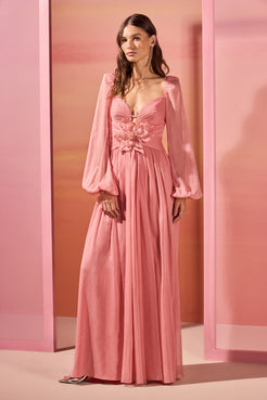 VESTIDO LONGO CHIFFON DAYDREAM ROSA