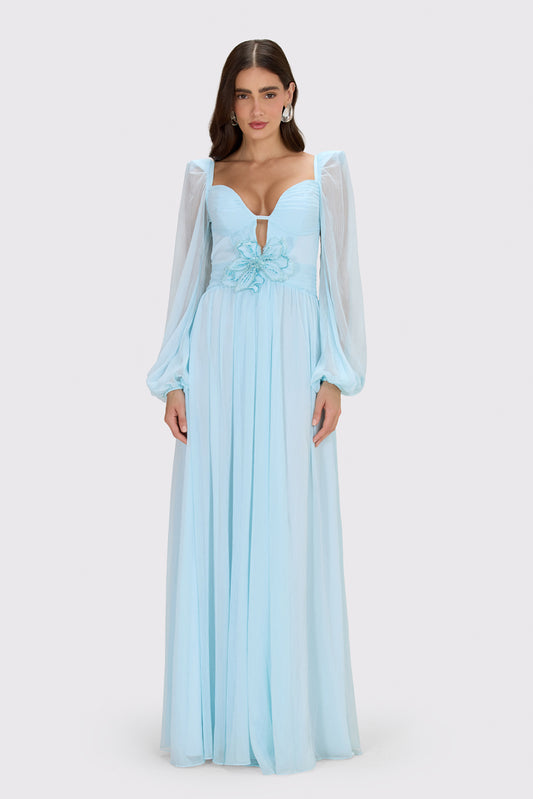 VESTIDO LONGO CHIFFON DAYDREAM AZUL CLARO