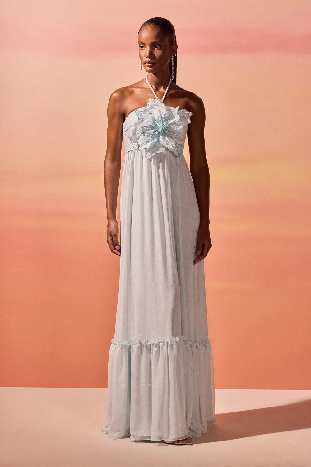 VESTIDO LONGO ESSENCE AZUL CLARO