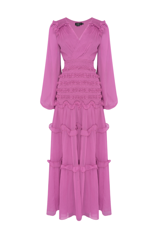 VESTIDO LONGO CHIFFON DAYDREAM ROSA